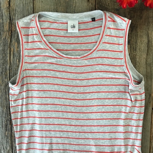 CAbi Tangerine Stripe Ruffle Sleeveless Top Size S - Picture 7 of 15